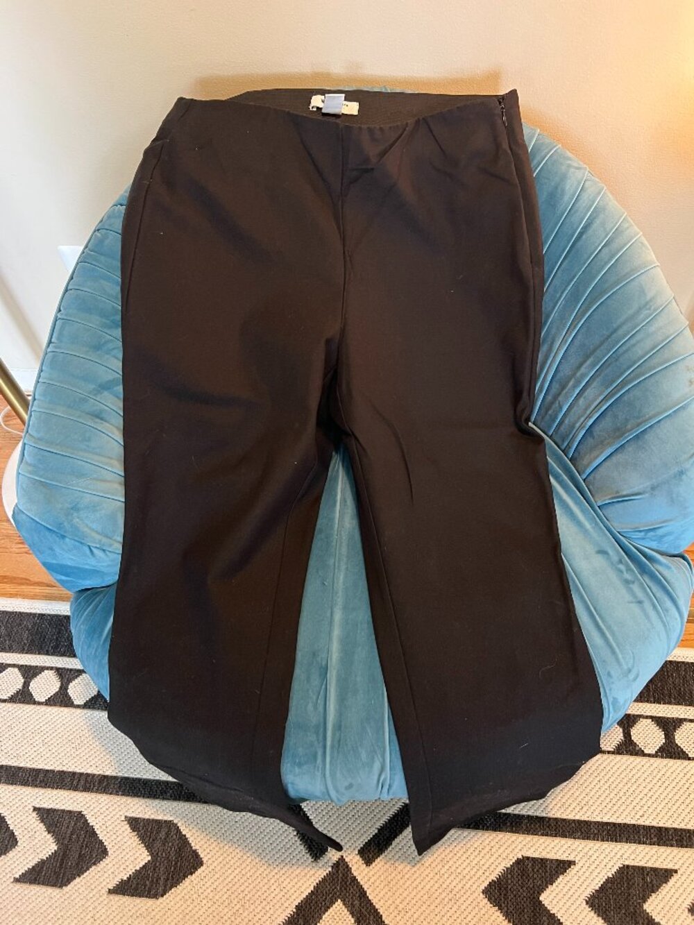 WHBM The Skinny Ankle Flat Front Side Zip Black Pants Size 10